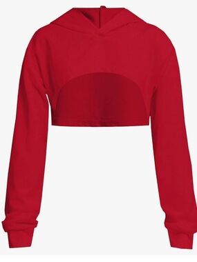 Girls Red Cropped Hoodie Size 10Y Trendy Long Sleeve Crop Sweatshirt
